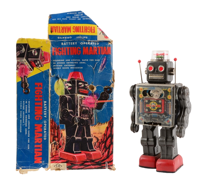 JAPANESE BATTERY OPERATED FIGHTING MARTIAN ROBOT.