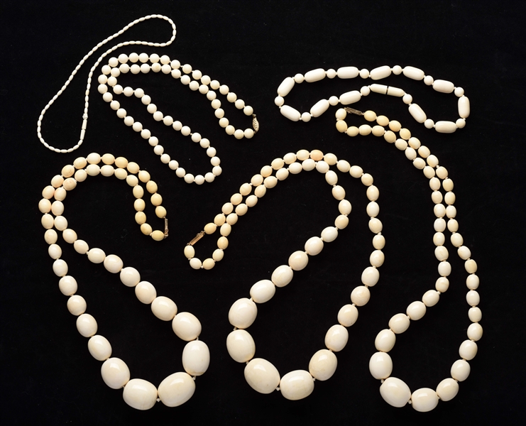 LOT OF 6: IVORY NECKLACES.