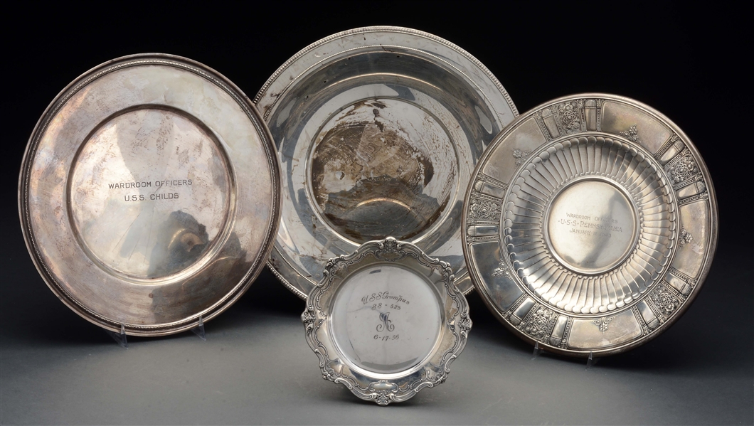 FOUR AMERICAN STERLING PLATES.