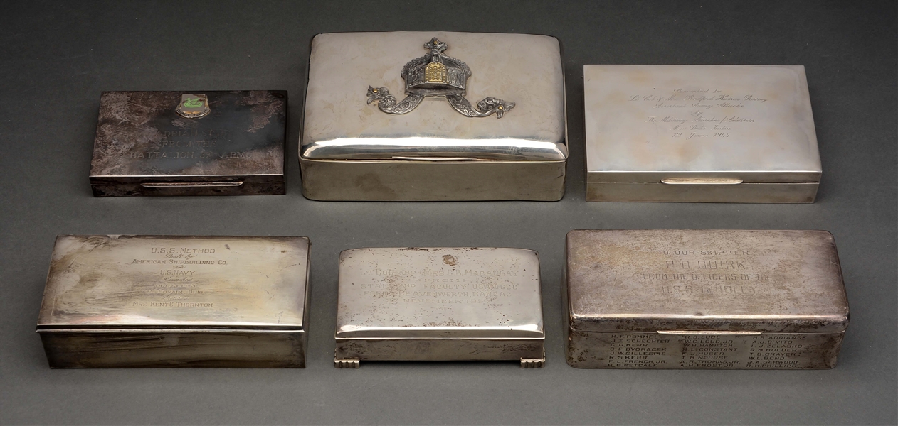 A GROUP OF SIX STERLING CIGARETTE CASES.