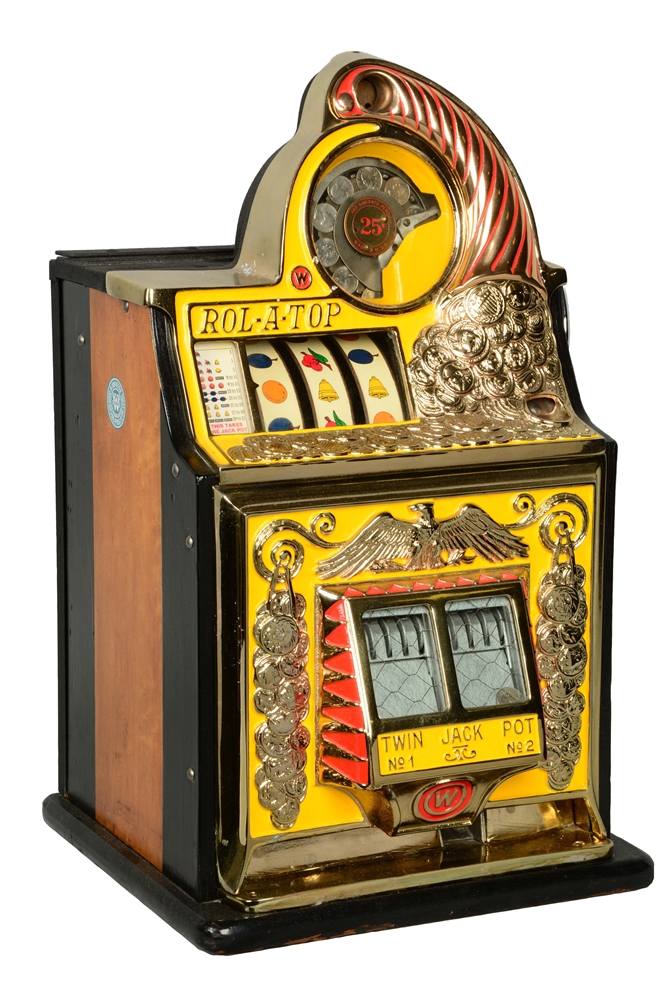 **REPRODUCTION 25¢ WATLING ROL-A-TOP COIN FRONT SLOT MACHINE.