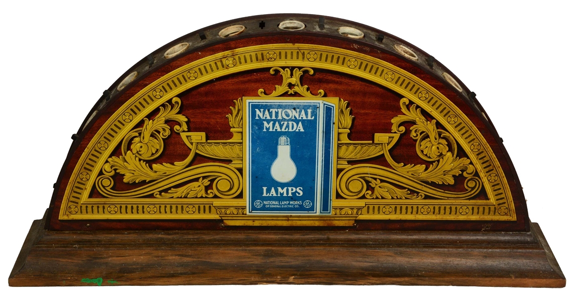 NATIONAL MAZDA LAMPS DOUBLE-SIDED TIN DISPLAY.