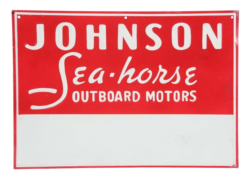 EMBOSSED TIN JONHSON MOTORS ADVERTISING SIGN. 