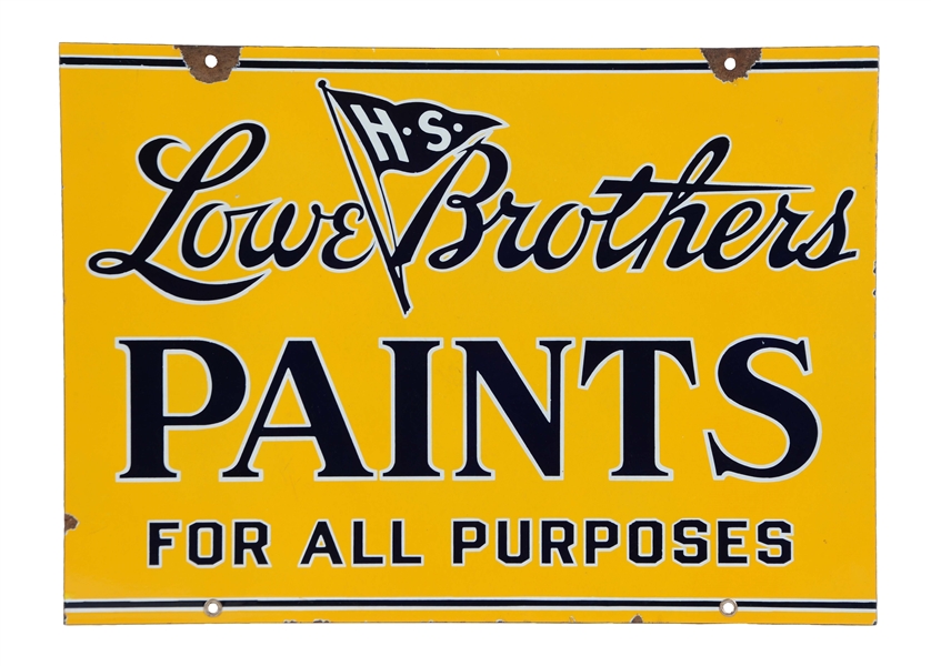 PORCELAIN LOWE BROTHERS PAINTS ADVERTISING SIGN.