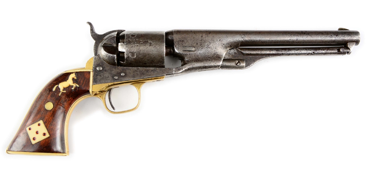 (A) 1ST YEAR PRODUCTION COLT MODEL 1861 NAVY "OLD SMOKY" PERCUSSION REVOLVER WITH SLIM JIM HOLSTER.
