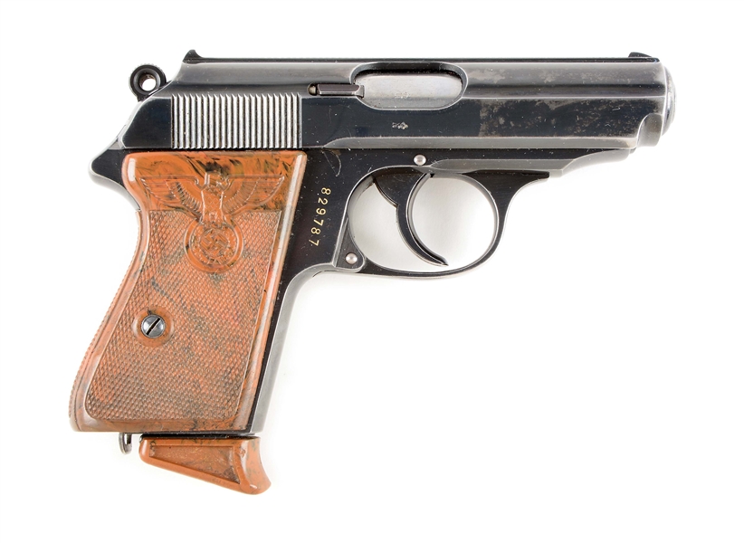 (C) NAZI MARKED WALTHER PPK RZM SEMI-AUTOMATIC PISTOL WITH PARTY LEADER GRIPS.