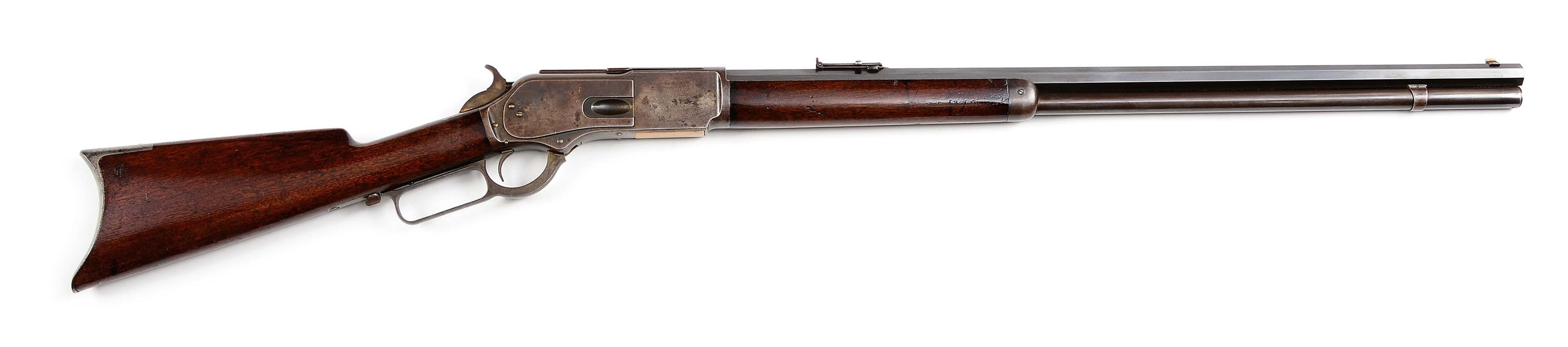 (A) EARLY WINCHESTER MODEL 1876 LEVER ACTION RIFLE (1878).