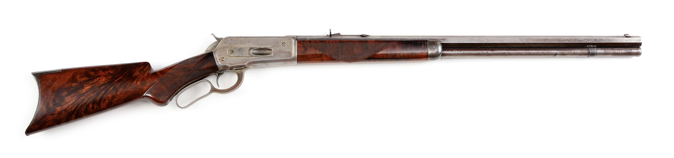 (A) WINCHESTER MODEL 1886 DELUXE LEVER ACTION RIFLE.