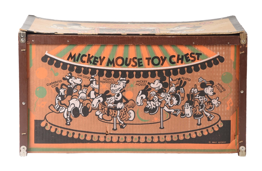 EARLY WALT DISNEY MICKEY & MINNIE MOUSE TOY CHEST.