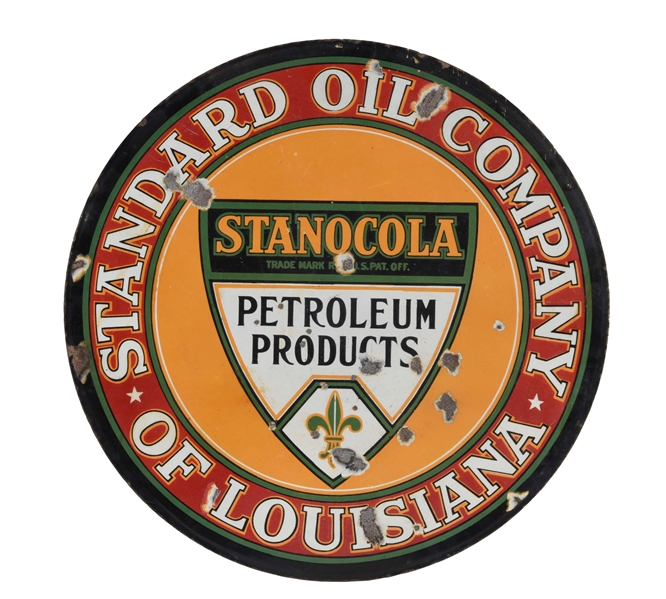 STANDARD OIL STANOCOLA PETROLEUM PRODUCTS PORCELAIN SIGN.