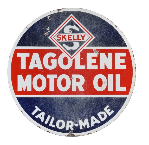 SKELLY TAGOLENE MOTOR OIL PORCELAIN SIGN.