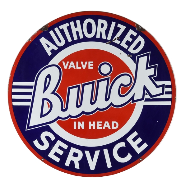 BUICK VALVE IN HEAD AUTHORIZED SERVICE PORCELAIN SIGN.