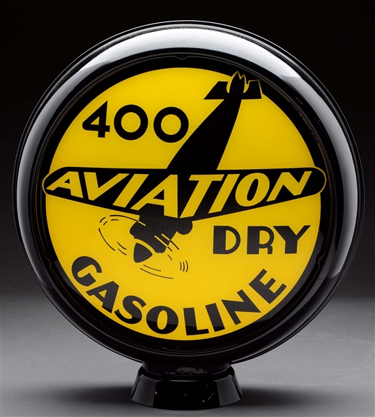 AVIATION 400 DRY GASOLINE 15" SINGLE GLOBE LENS ON METAL BODY.