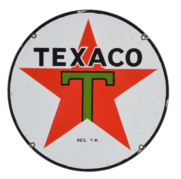 TEXACO GASOLINE & MOTOR OIL PORCELAIN LUBESTER CART SIGN.