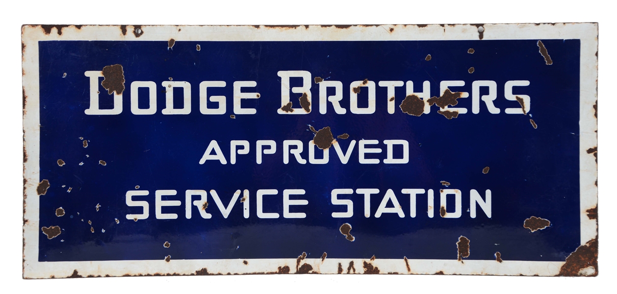 DODGE BROTHERS APPROVED SERVICE STATION PORCELAIN SIGN. 