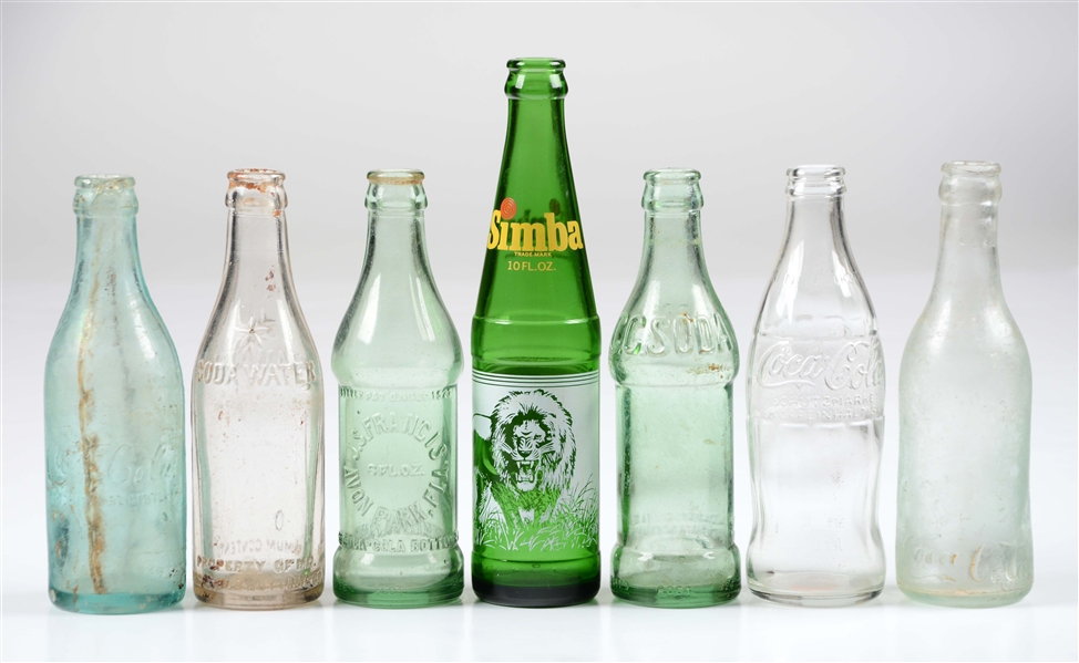 LOT OF 7: ASSORTED EARLY SODA BOTTLES. 