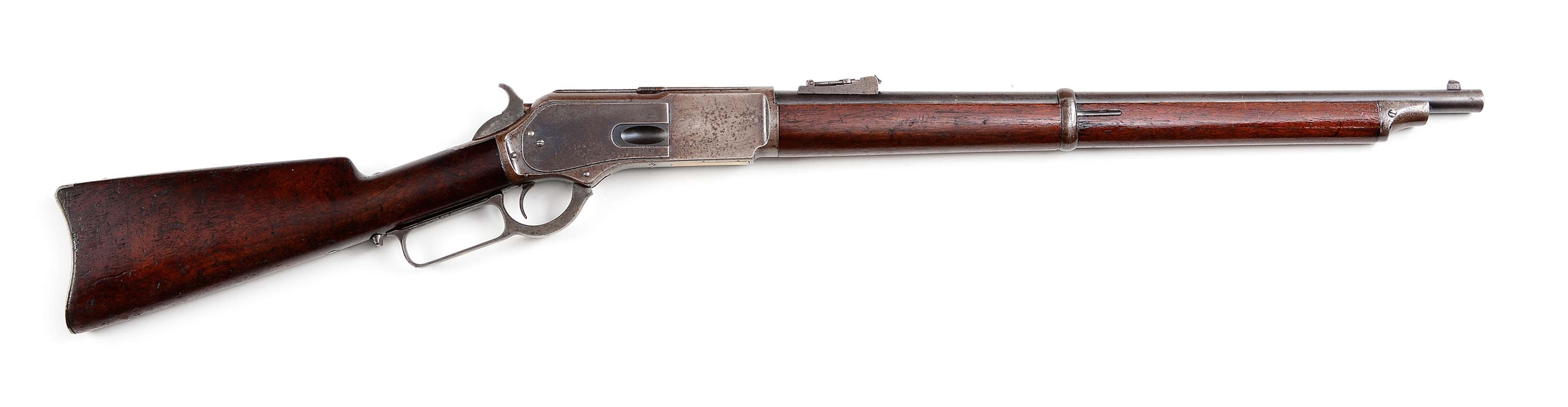 (A) NORTHWEST MOUNTED POLICE WINCHESTER MODEL 1876 LEVER ACTION SADDLE RING CARBINE (1883).