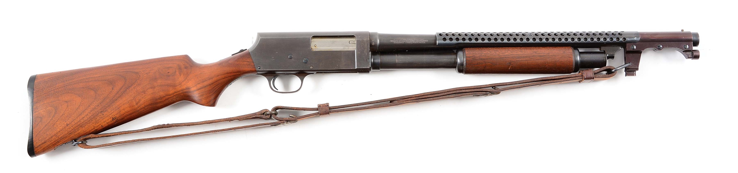 (C) STUNNING WWII STEVENS 520-30 TRENCHGUN WITH SLING.