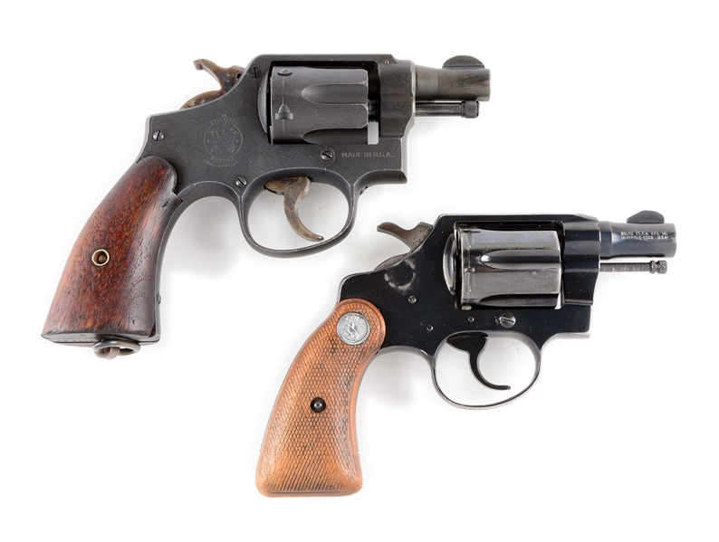 (C+M) LOT OF 2: SMITH & WESSON NAVY VICTORY & U.S. COLT DETECTIVE SPECIAL DOUBLE ACTION REVOLVERS.
