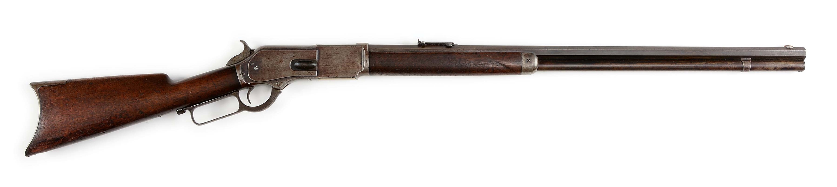 (A) WINCHESTER MODEL 1876 OPEN TOP LEVER ACTION RIFLE WITH FACTORY LETTER (1878).