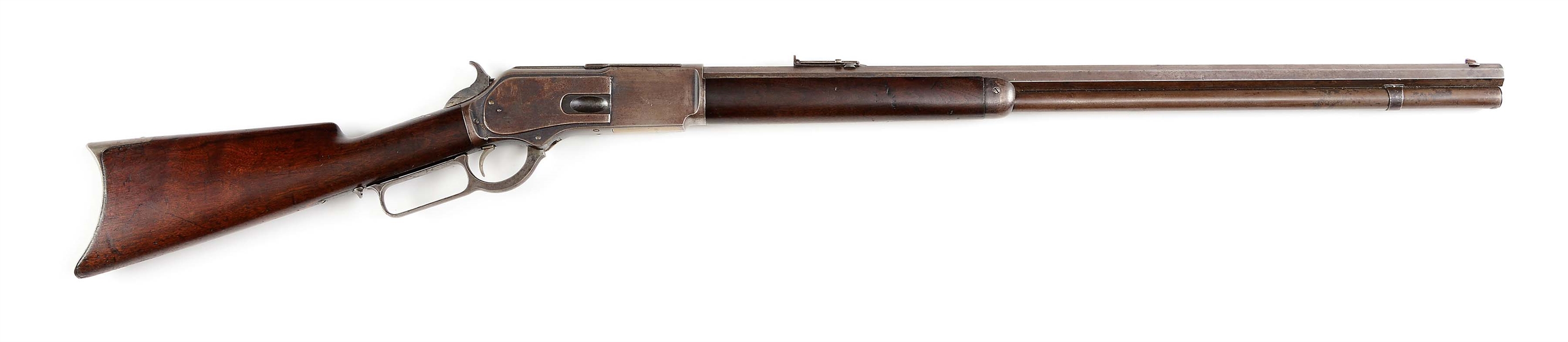 (A) WINCHESTER ANTIQUE MODEL 1876 LEVER ACTION RIFLE (1884).