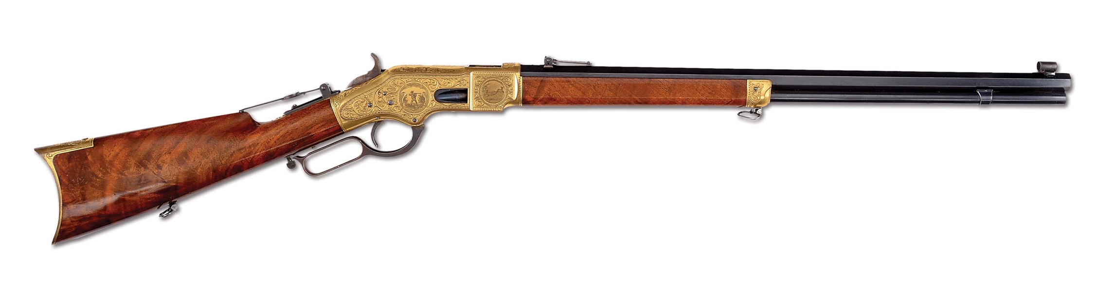 (A) FANTASTIC MODEL 1866 ENGRAVED RIFLE WITH GOLD PLATED RECEIVER (1870).