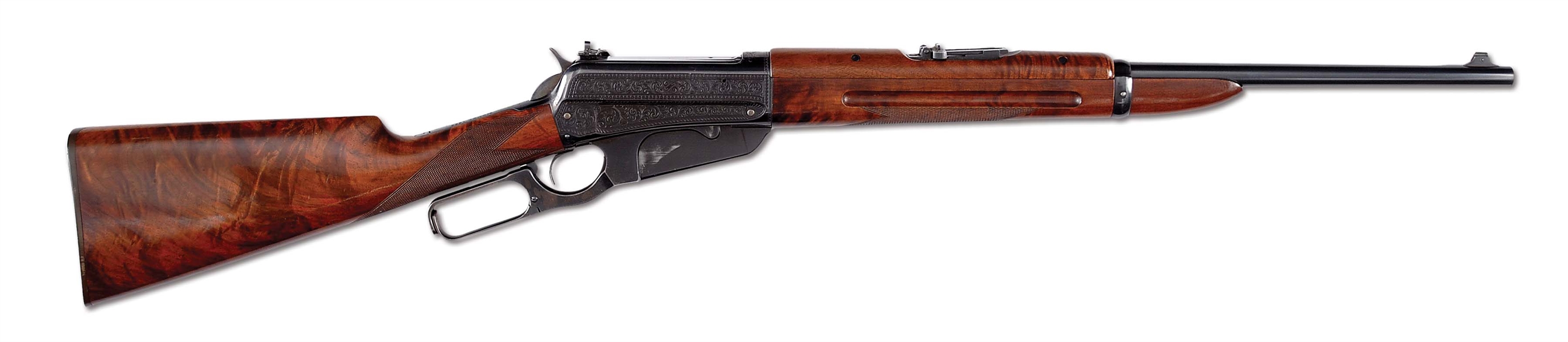(C) ONLY KNOWN FACTORY ENGRAVED DELUXE WINCHESTER 1895 CARBINE WITH FACTORY LETTER (1905).