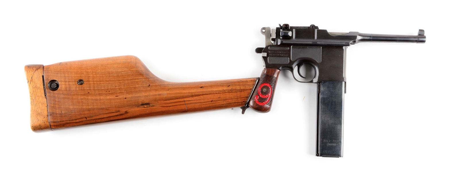 (C) REFURBISHED MAUSER C96 BOLO RED 9 SEMI-AUTOMATIC PISTOL WITH SHOULDER STOCK.