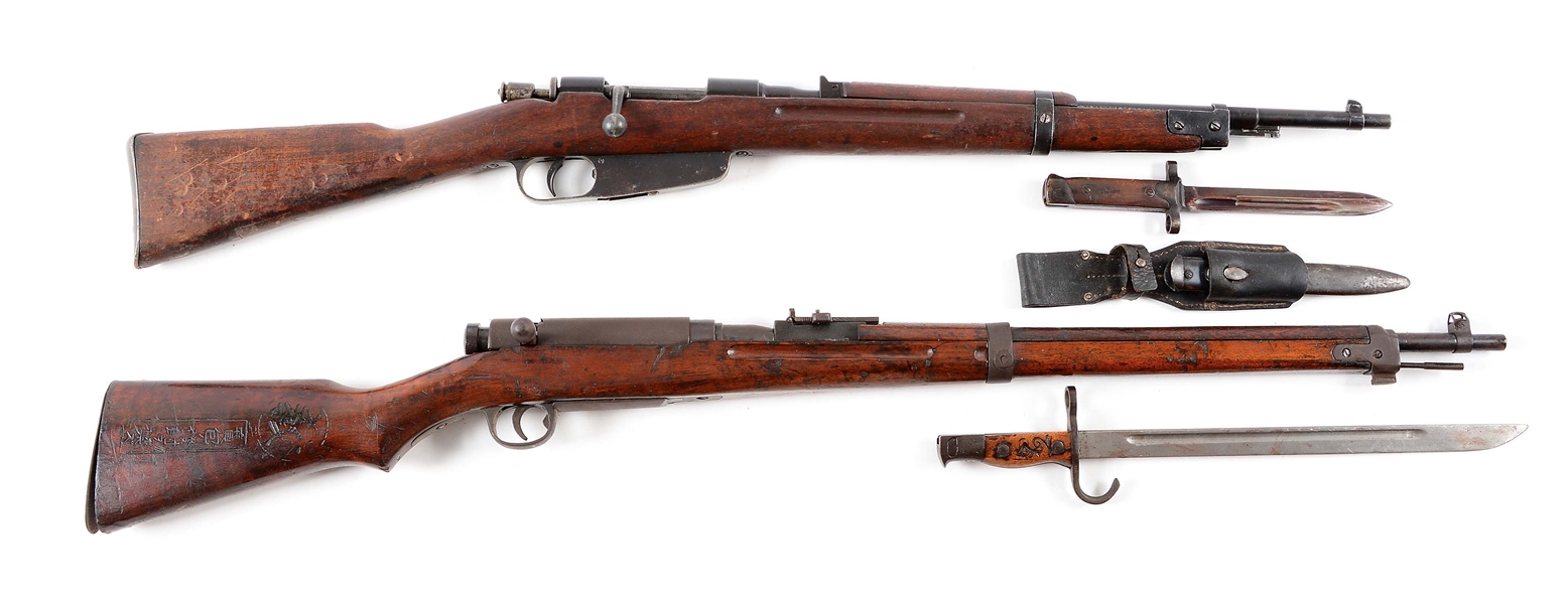 (C&A) LOT OF 2 FOREIGN WWII MILITARY RIFLES: ITALIAN M38 CARBINE WITH BAYONET & JAPANESE NAVAL TRAINING RIFLE