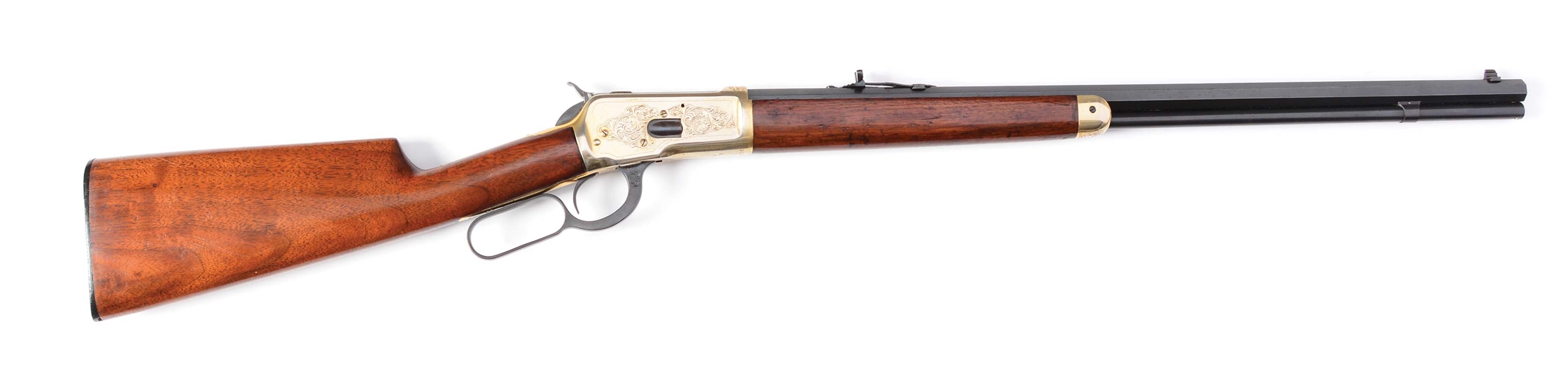 (A) ENGRAVED & PLATED WINCHESTER MODEL 1892 LEVER-ACTION RIFLE (1920).