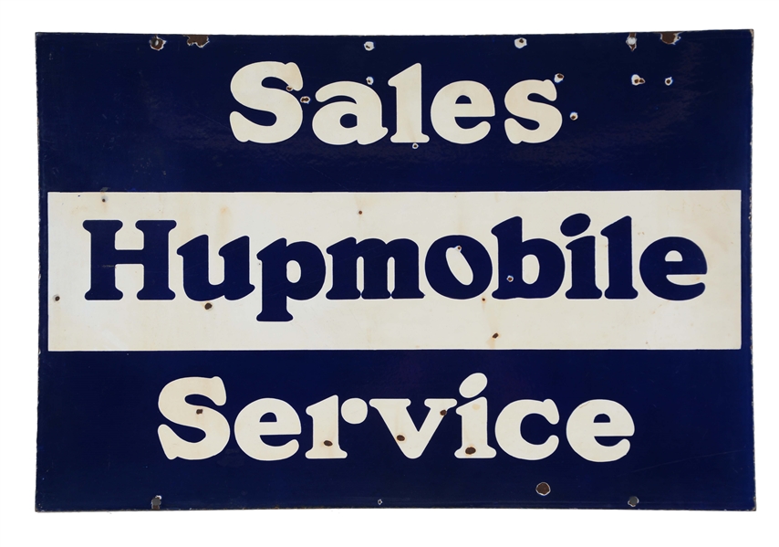 HUPMOBILE SALES & SERVICE PORCELAIN SIGN. 