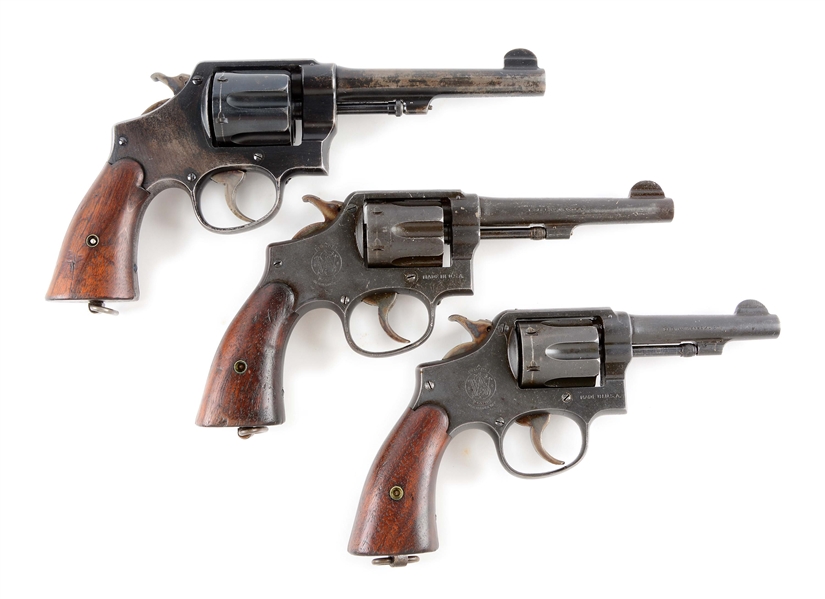 (C) LOT OF 3: SMITH & WESSON MILITARY MODEL DOUBLE ACTION REVOLVERS.