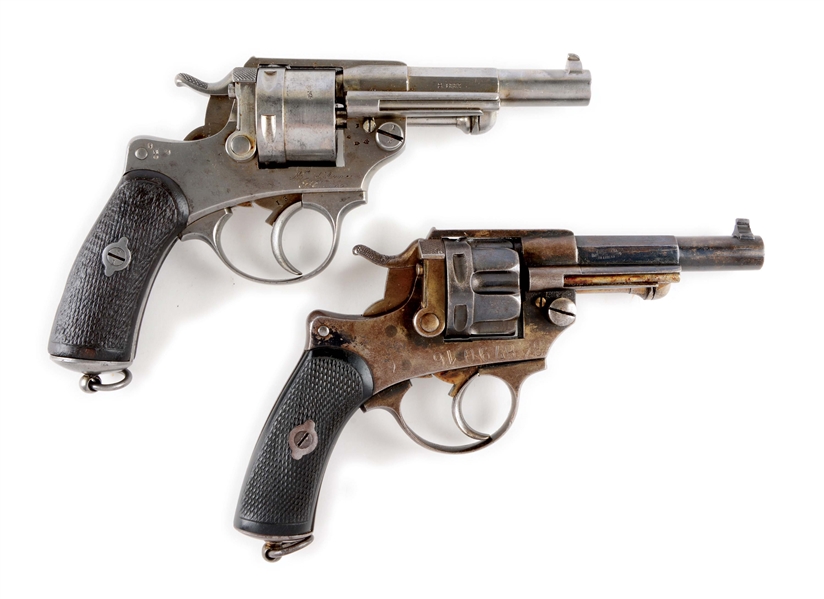 (A) LOT OF 2 FRENCH REVOLVERS: ST ETIENNE NAVY MARKED 1873 & COMMERCIAL 1874 OFFICERS.