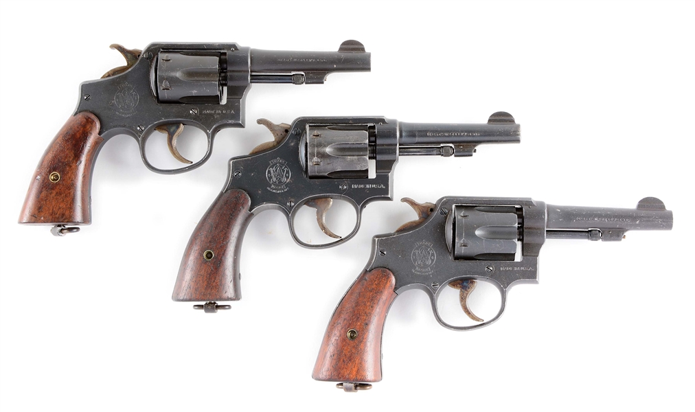 (C) LOT OF 3: SMITH & WESSON VICTORY MODEL DOUBLE ACTION REVOLVERS.