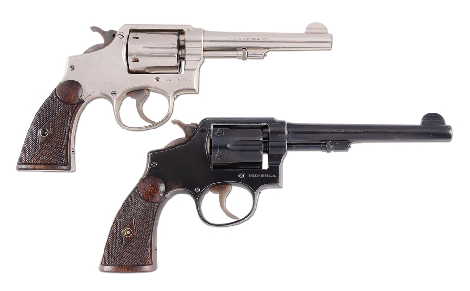 (C) LOT OF 2: PRE-WAR HIGH CONDITION SMITH & WESSON MODEL 1905 HE DOUBLE ACTION REVOLVERS.