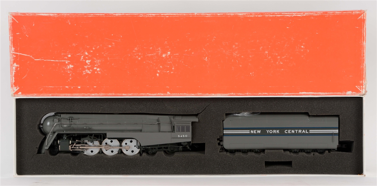 #5450 NEW YORK CENTRAL BULLET NOSE ENGINE AND TENDER IN BOX.