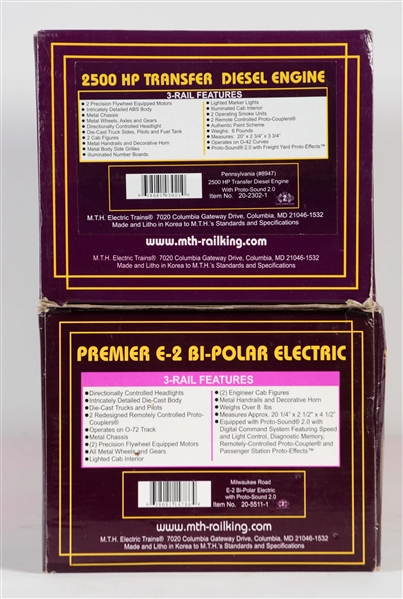 LOT OF 2: MTH DIESEL ENGINE & BI-POLAR ELECTRIC LOCOMOTIVE IN BOXES. 