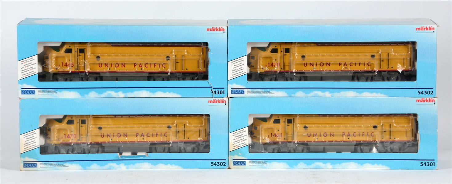 LOT OF 4: MARKLIN 1 GAUGE UNION PACIFIC LOCOMOTIVES IN BOXES.