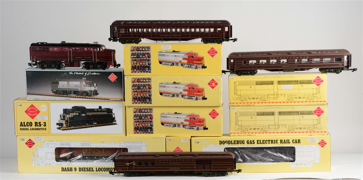 LOT OF 14: ARISTO CRAFT TRAINS ASSORTED WITH 10 BOXES.
