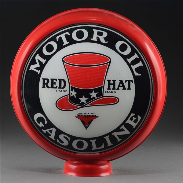 RED HAT GASOLINE & MOTOR OIL 15" COMPLETE GLOBE. 
