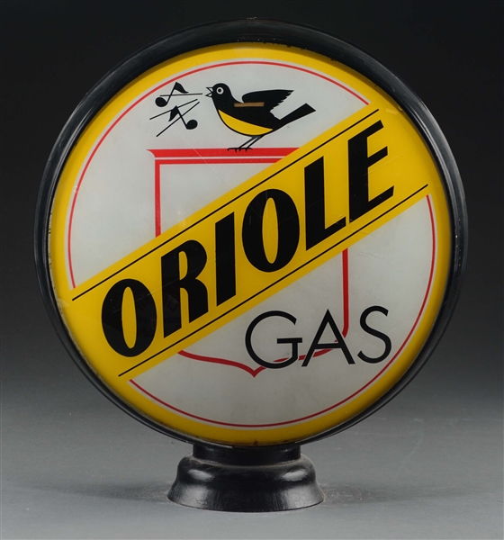 ORIOLE GAS WITH BIRD GRAPHIC 15" COMPLETE GLOBE. 