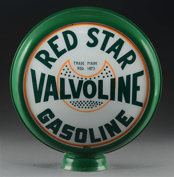 VALVOLINE RED STAR GASOLINE 15" COMPLETE GAS GLOBE. 