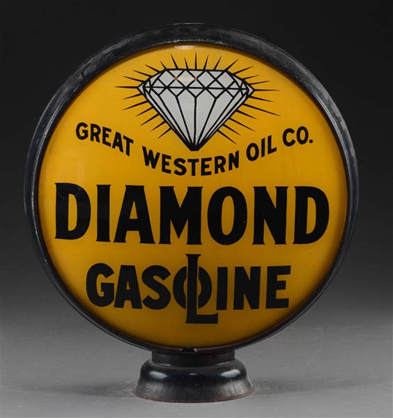 GREAT WESTERN OIL & DIAMOND GASOLINE 15" COMPLETE GAS GLOBE. 