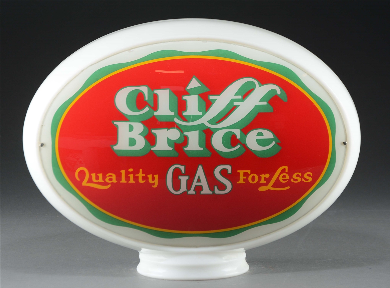 CLIFF BRICE QUALITY GAS COMPLETE OVAL GLOBE. 