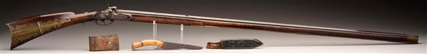(A) DOCUMENTED 1803 DATED JOHN BRADY LEHIGH PERCUSSION KENTUCKY RIFLE WITH INDIAN SIDEPLATE AND MAP PATCHBOX.