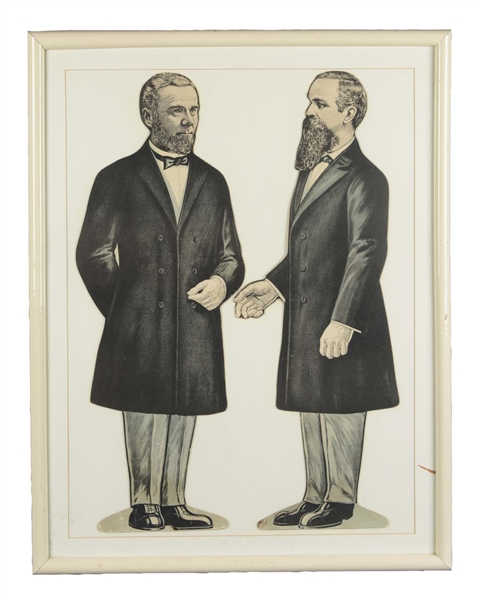 SMITH BROTHERS ADVERTISING DIE CUT GENTLEMEN LITHOGRAPHS IN FRAME.