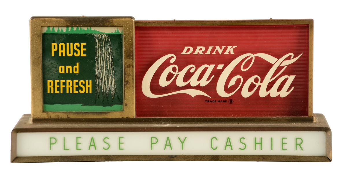 COCA-COLA LIGHT UP COUNTERTOP WATERFALL SIGN. 