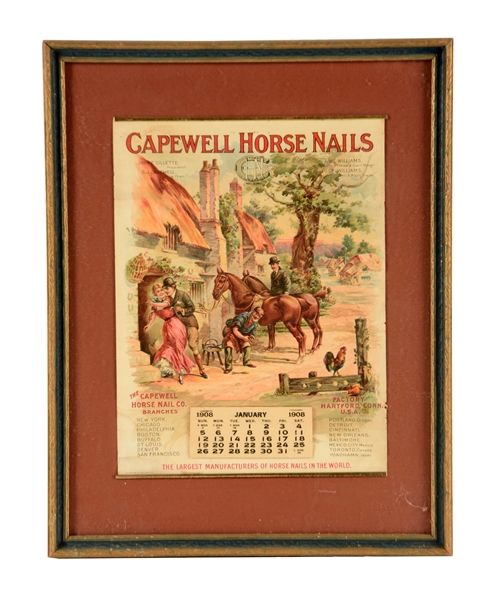 1908 CAPEWELL HORSE NAILS ADVERTISING CALENDAR. 
