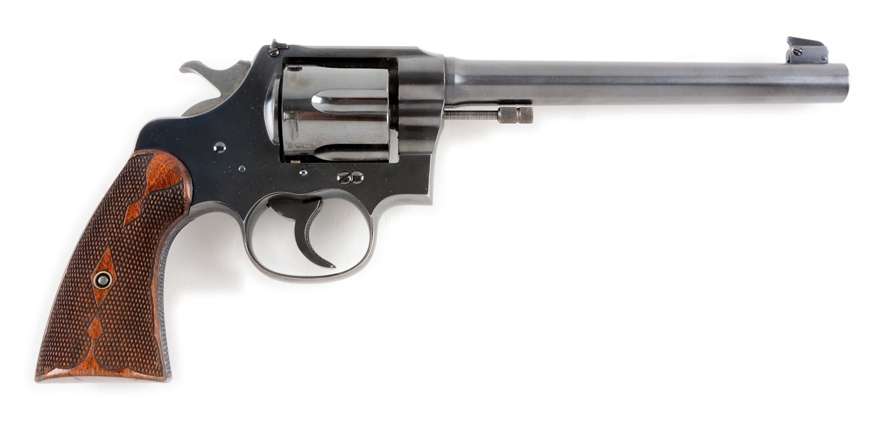 (C) NEAR NEW COLT NEW SERVICE FLAT TOP TARGET .44 RUSSIAN & S&W DOUBLE ACTION REVOLVER (1920).