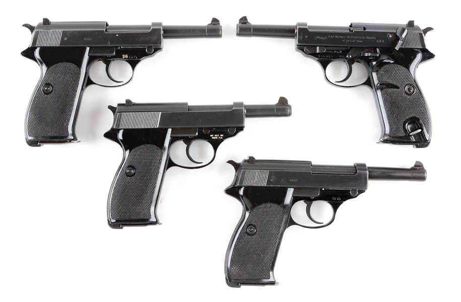 (C) LOT OF 4: GERMAN WALTHER P.38S & FRENCH MANURHIN P.4 SEMI-AUTOMATIC PISTOLS.